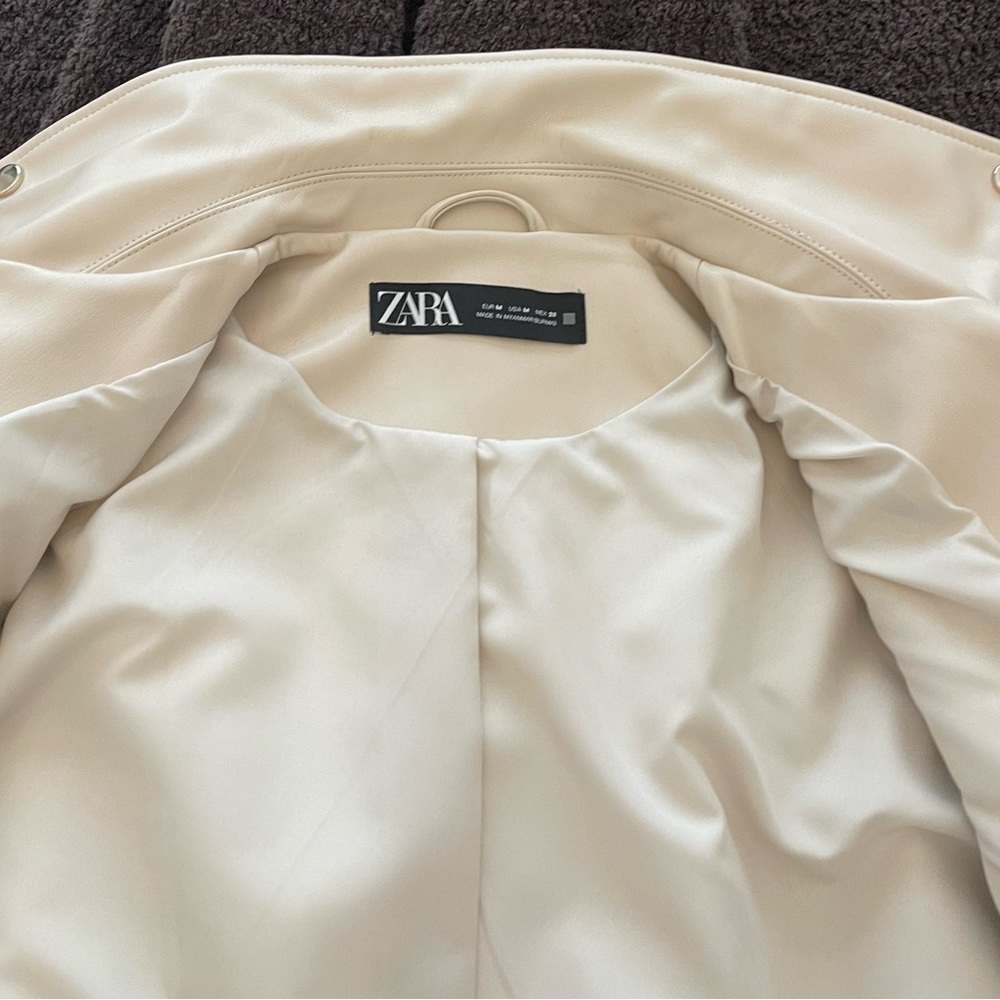 Zara Cream Women's Faux Leather Jacket - Picture 6 of 6